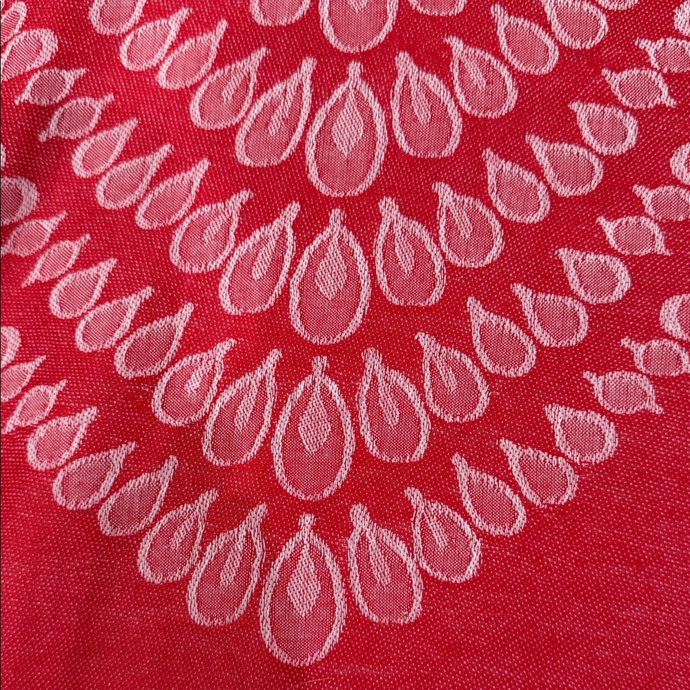Sam Well Reversible Pashmina Scarf Red and White Patterned 100% Cashmere - Picture 2 of 9